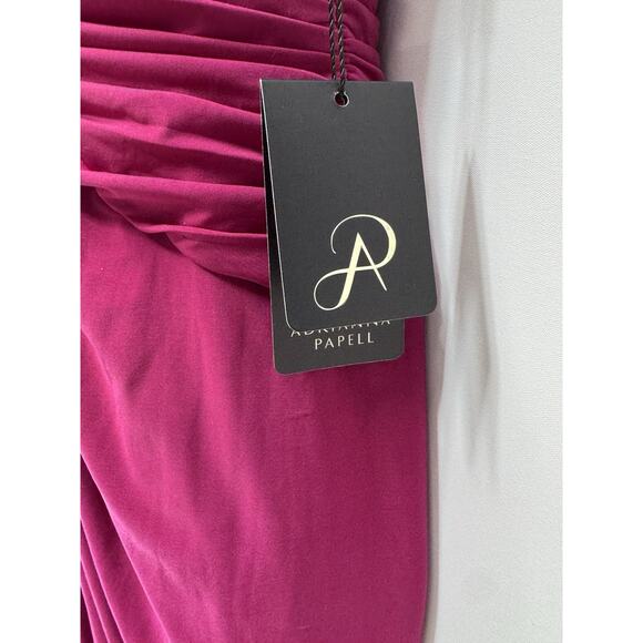 NWT By Adrianna Papell Draped Lace Shoulder Dress/Gown Pomegranate Size 10 - Picture 4 of 11